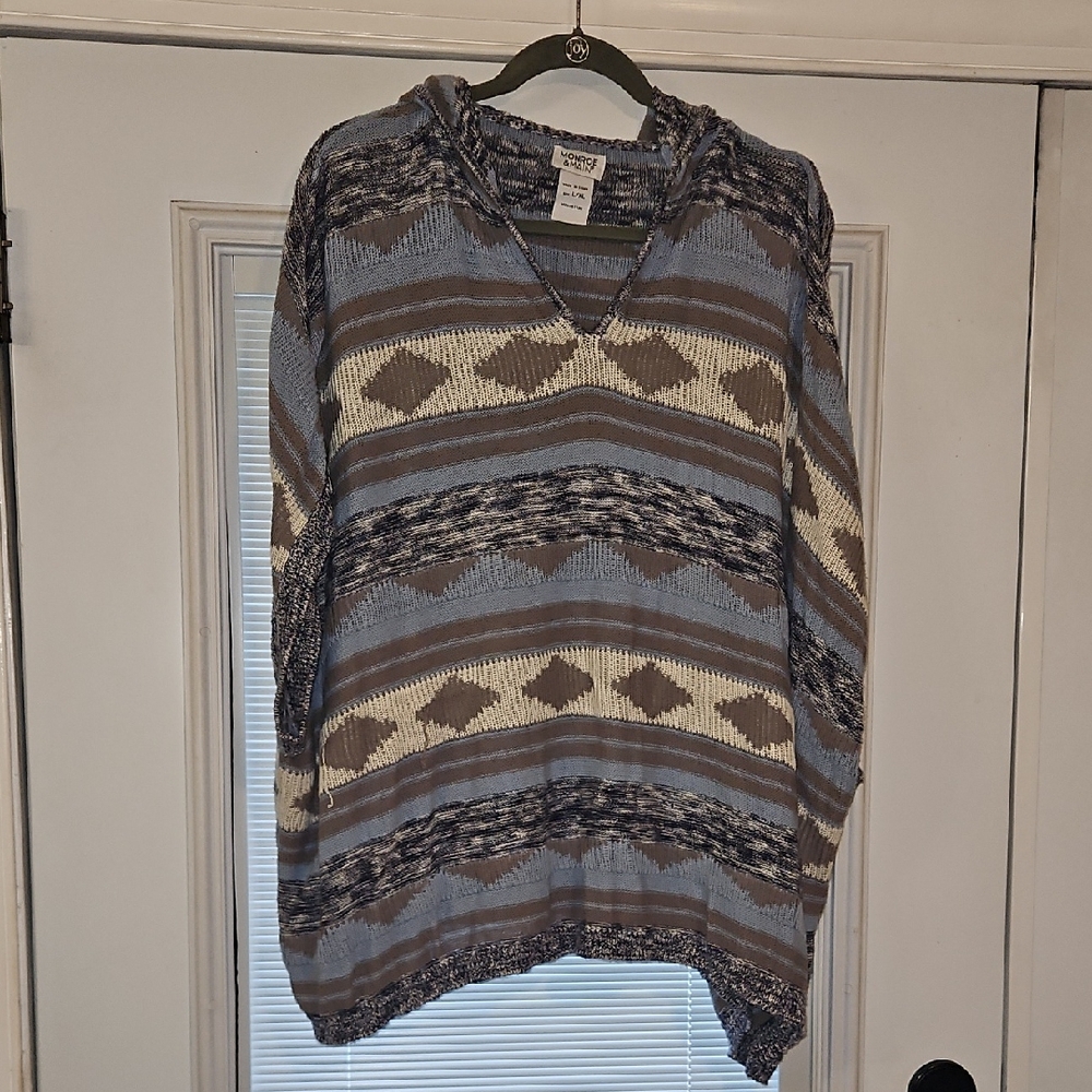Monroe & Main Blue and Brown Patterned Sweater